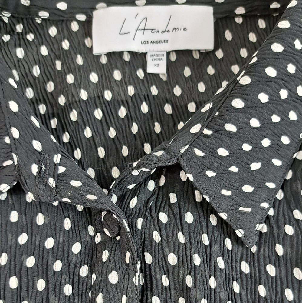 L'Academie Black & White Polka Dot Long-Sleeve Blouse - Picture 12 of 14